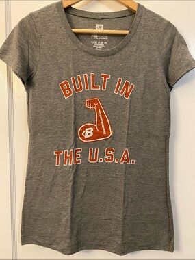 Bodybuilding.com Graphic Tee - Gray with Red & White Print Women’s Medium